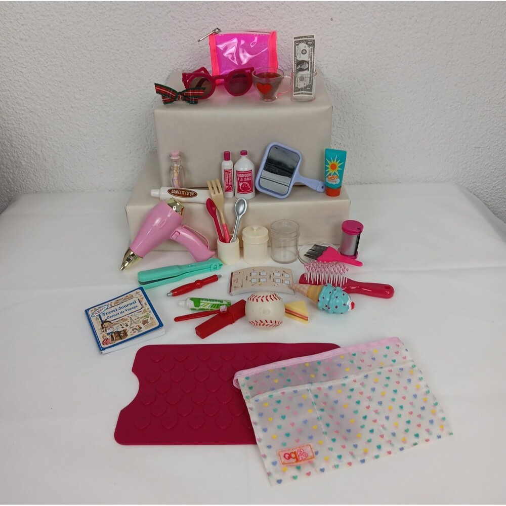 Battat Our Generation 18" Doll Accessories Hair Salon Travel Bag Misc Lot